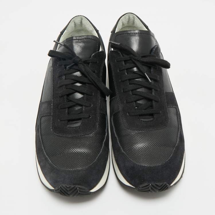 Pre Owned Common Projects Black Leather and Suede Lace Up Sneakers Size 43