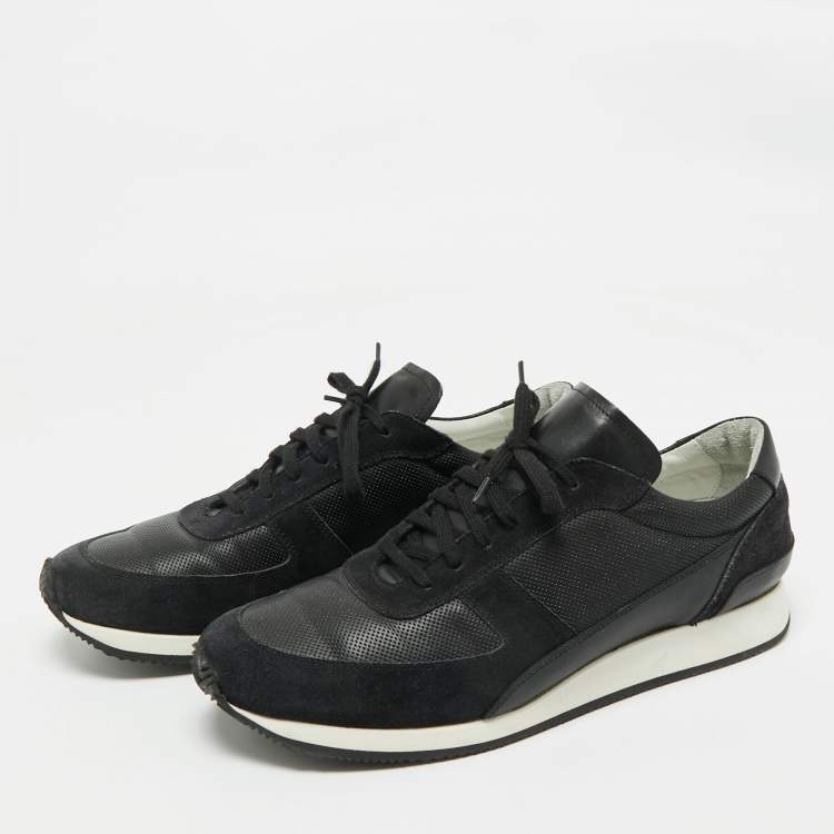 Pre Owned Common Projects Black Leather and Suede Lace Up Sneakers Size 43