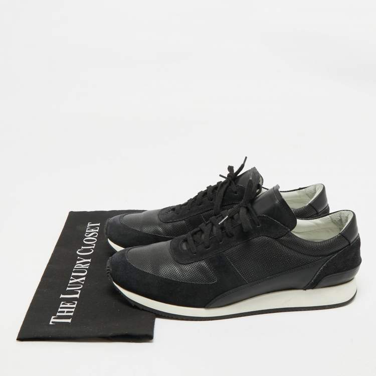Pre Owned Common Projects Black Leather and Suede Lace Up Sneakers Size 43