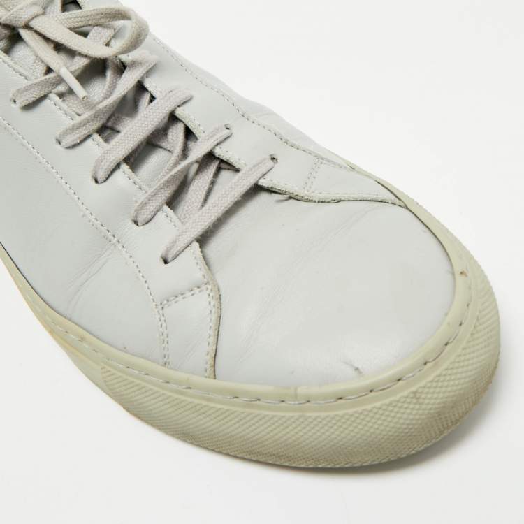 Pre Owned Common Projects Grey Leather Achilles Lace Up Sneaker Size 43