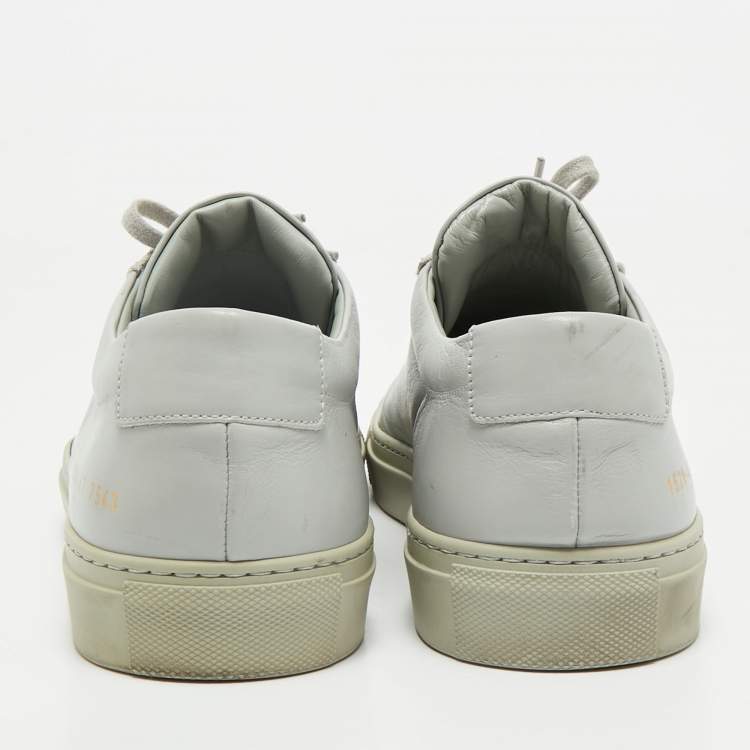 Pre Owned Common Projects Grey Leather Achilles Lace Up Sneaker Size 43