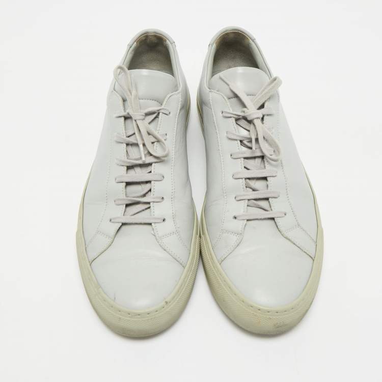 Pre Owned Common Projects Grey Leather Achilles Lace Up Sneaker Size 43