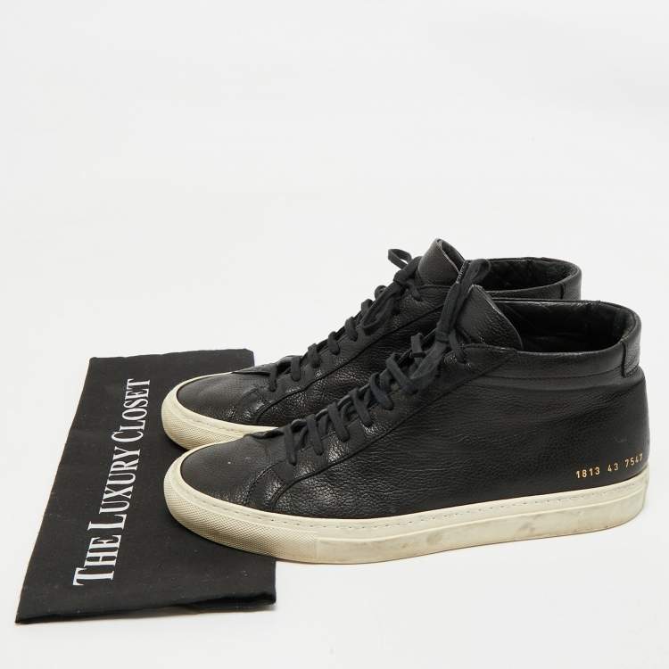 Pre Owned Common Projects Black Leather High Top Sneakers Size 43
