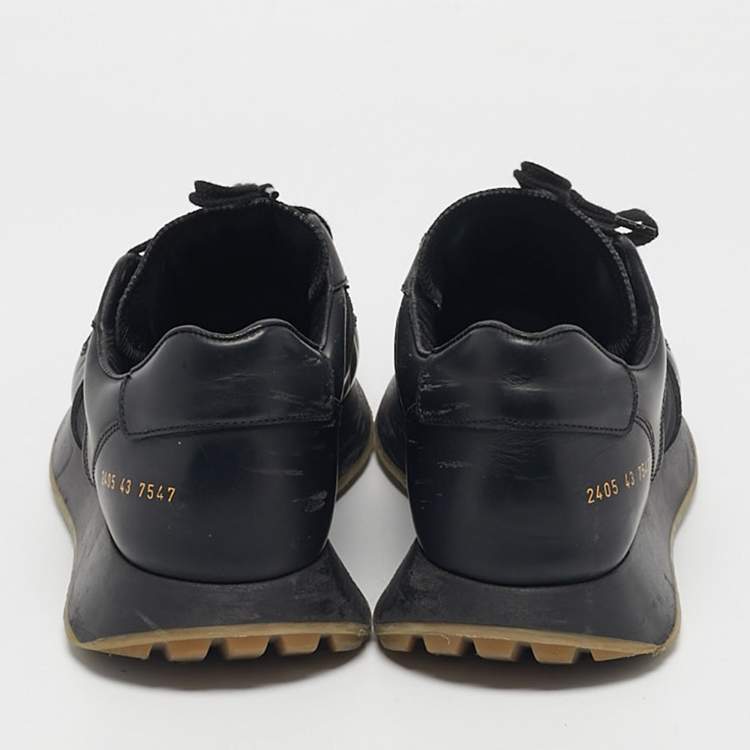 Pre Owned Common Projects Black Leather and Rubber Track 76 Sneakers Size 43