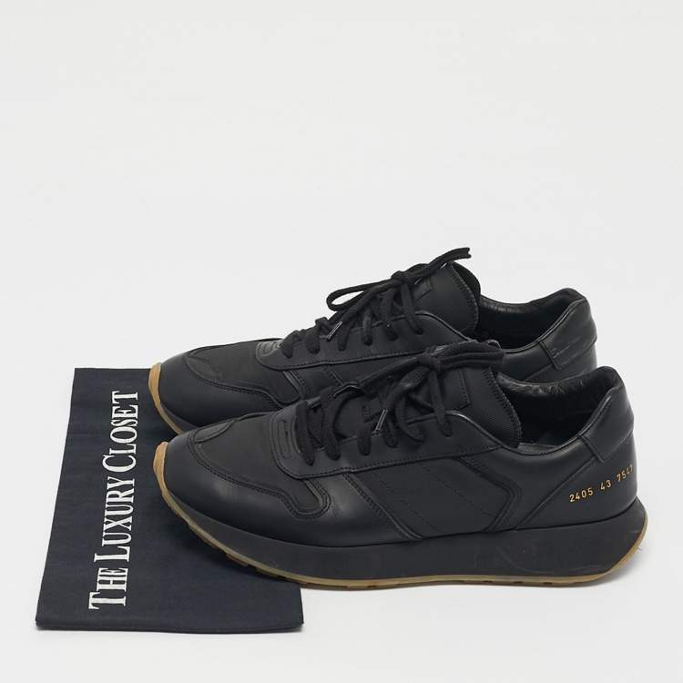 Pre Owned Common Projects Black Leather and Rubber Track 76 Sneakers Size 43