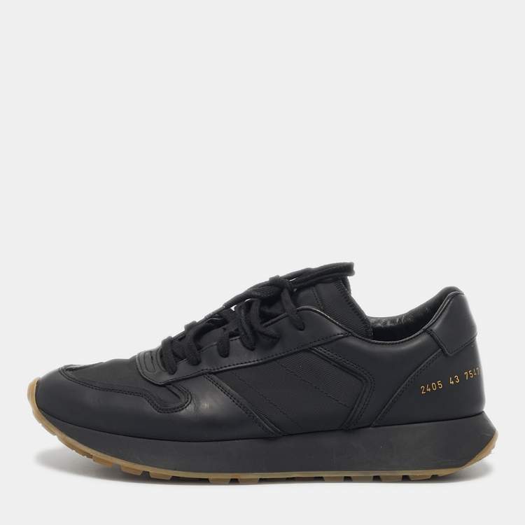 Pre Owned Common Projects Black Leather and Rubber Track 76 Sneakers Size 43