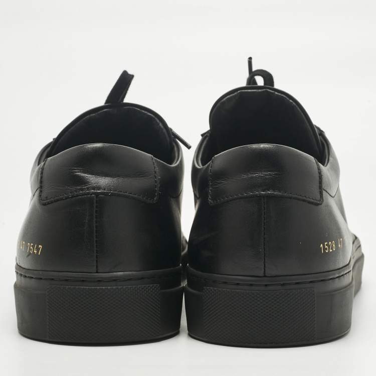 Pre Owned Common Projects Black Leather Achilles Lace Up Sneakers Size 47