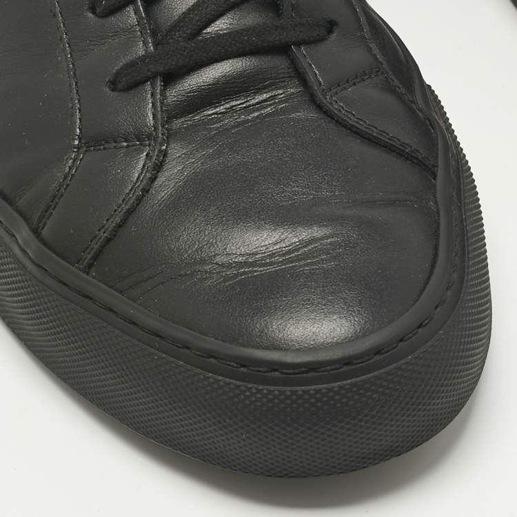 Pre Owned Common Projects Black Leather Achilles Lace Up Sneakers Size 47