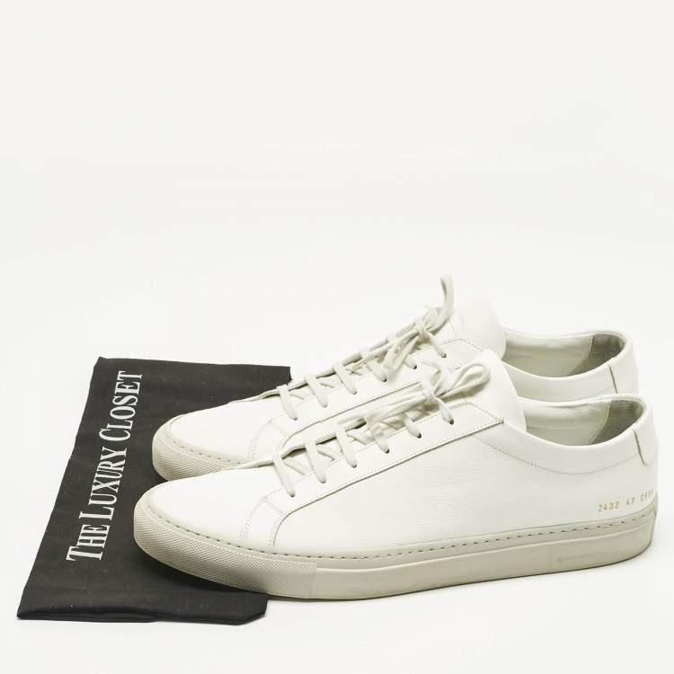 Pre Owned Common Projects White Leather Achilles Lace Up Sneakers Size 47