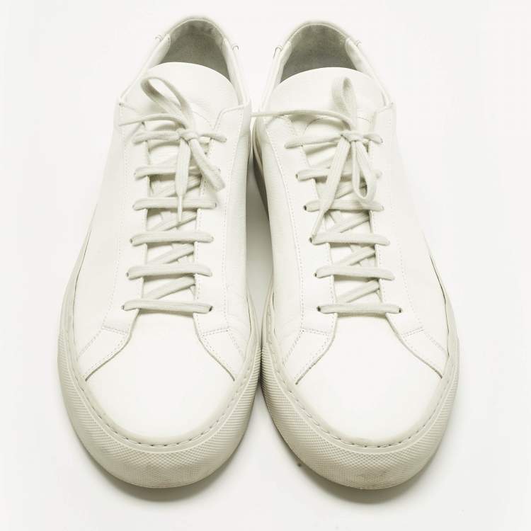 Pre Owned Common Projects White Leather Achilles Lace Up Sneakers Size 47