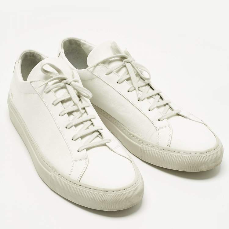 Pre Owned Common Projects White Leather Achilles Lace Up Sneakers Size 47