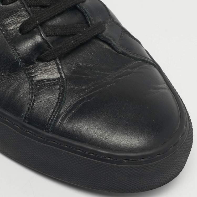 Pre Owned Common Projects Black Leather Lace Up Sneakers Size 43