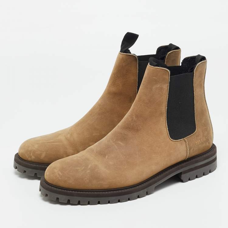 Pre Owned Common Projects Size 41 Brown Nubuck Leather Chelsea Boots