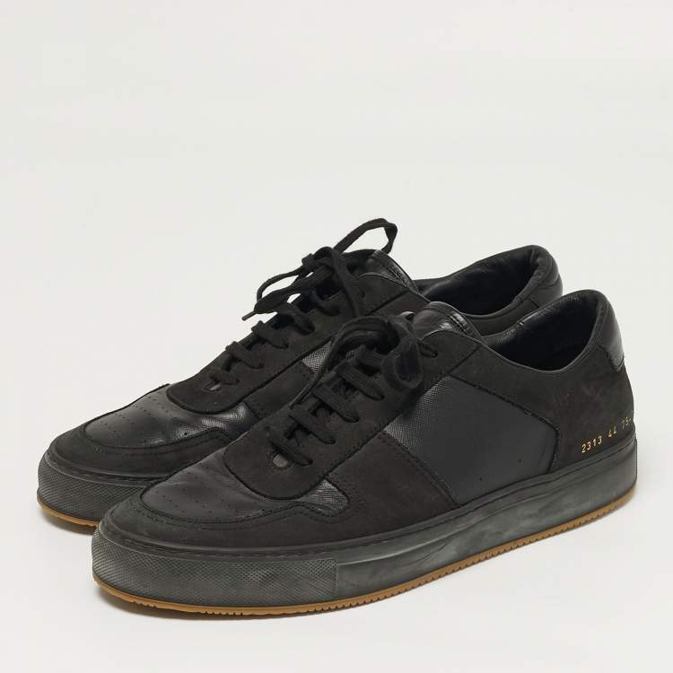 Pre Owned Common Projects Achilles Size 44 Black Leather and Nubuck Leather Lace Up Sneakers