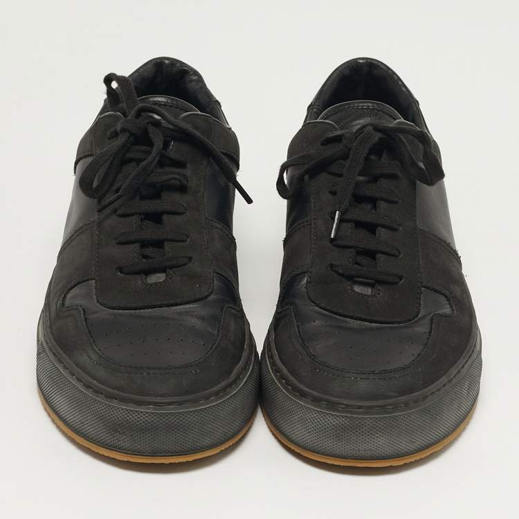Pre Owned Common Projects Achilles Size 44 Black Leather and Nubuck Leather Lace Up Sneakers
