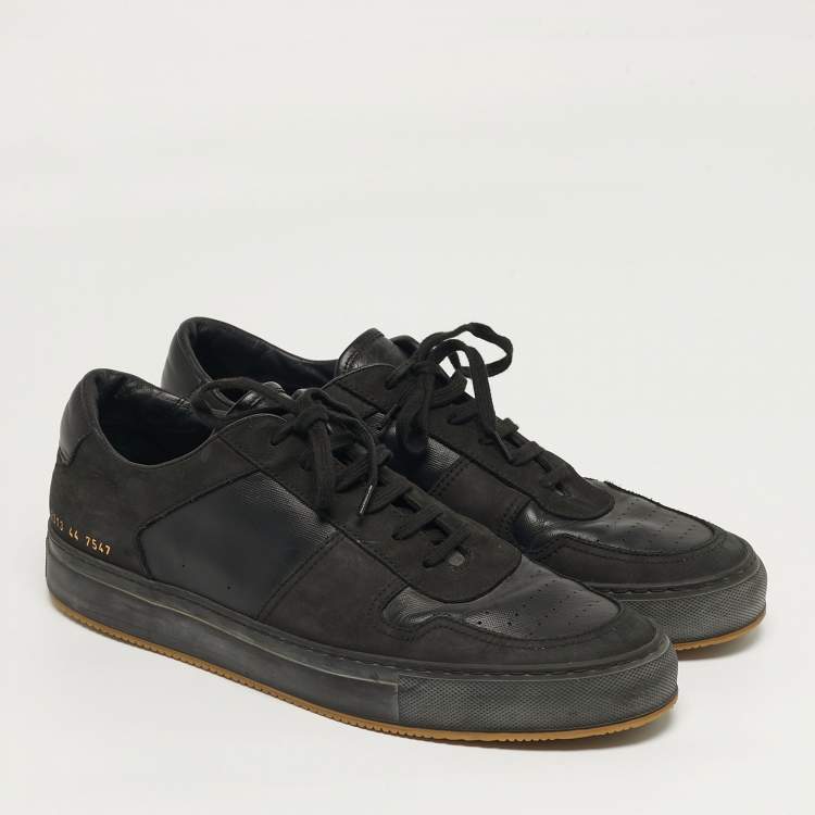 Pre Owned Common Projects Achilles Size 44 Black Leather and Nubuck Leather Lace Up Sneakers