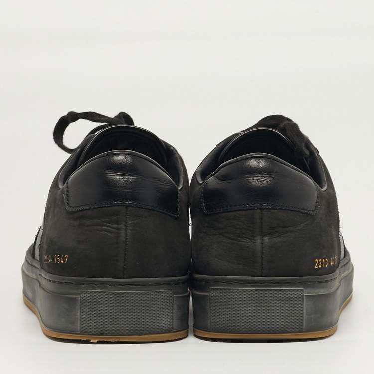 Pre Owned Common Projects Achilles Size 44 Black Leather and Nubuck Leather Lace Up Sneakers