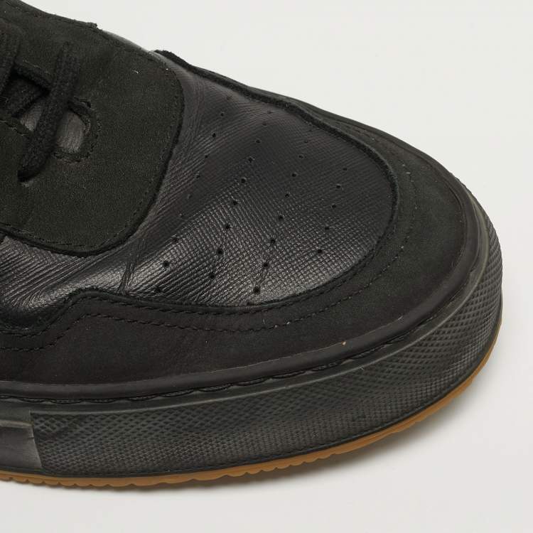 Pre Owned Common Projects Achilles Size 44 Black Leather and Nubuck Leather Lace Up Sneakers