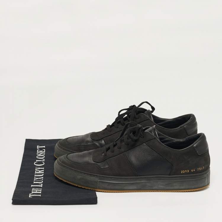 Pre Owned Common Projects Achilles Size 44 Black Leather and Nubuck Leather Lace Up Sneakers