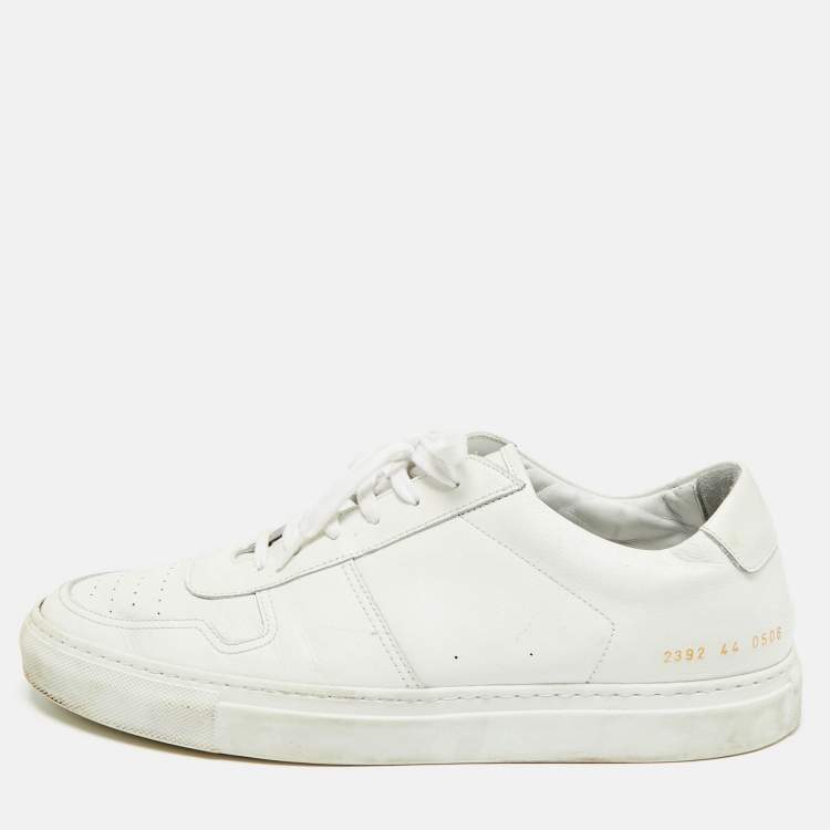 Pre Owned Common Projects BBall Size 44 White Leather Bumpy Lace Up Sneakers