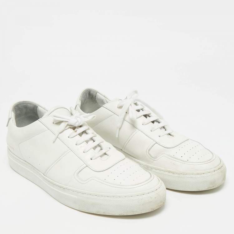Pre Owned Common Projects BBall Size 44 White Leather Bumpy Lace Up Sneakers