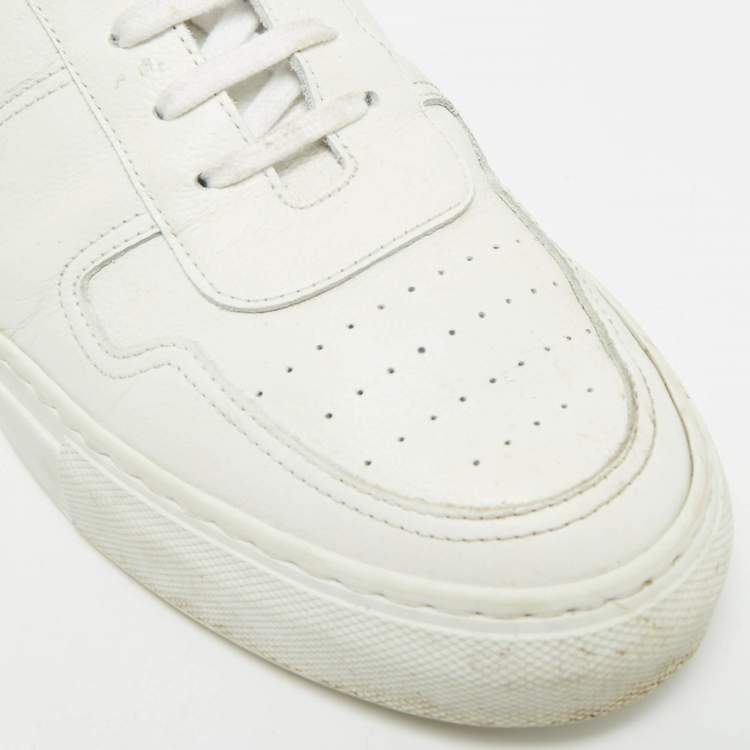 Pre Owned Common Projects BBall Size 44 White Leather Bumpy Lace Up Sneakers