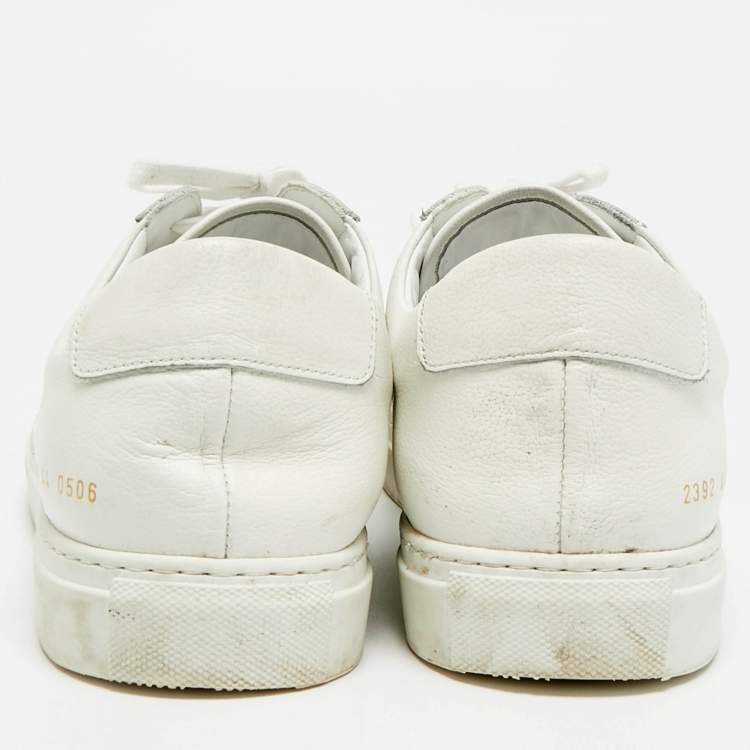 Pre Owned Common Projects BBall Size 44 White Leather Bumpy Lace Up Sneakers