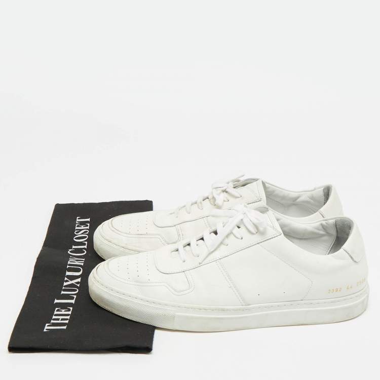 Pre Owned Common Projects BBall Size 44 White Leather Bumpy Lace Up Sneakers