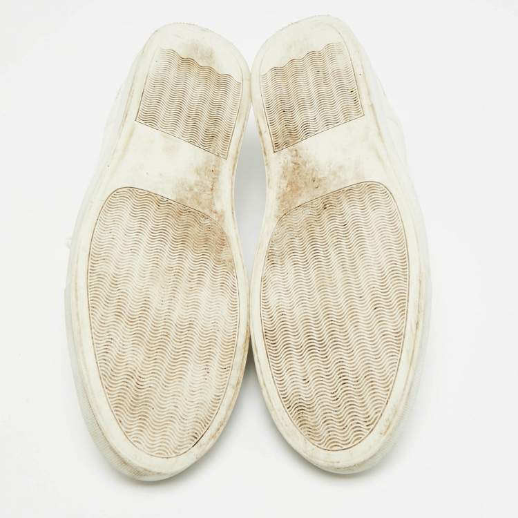 Pre Owned Common Projects BBall Size 44 White Leather Bumpy Lace Up Sneakers