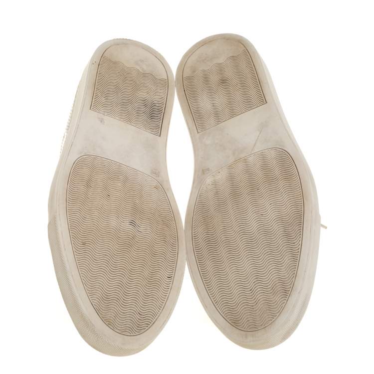 Pre Owned Common Projects White Perforated Leather Achilles Lace Up Sneaker Size 43