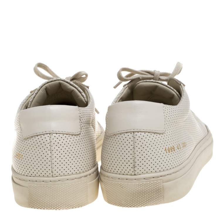 Pre Owned Common Projects White Perforated Leather Achilles Lace Up Sneaker Size 43