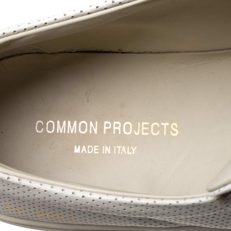 Pre Owned Common Projects White Perforated Leather Achilles Lace Up Sneaker Size 43