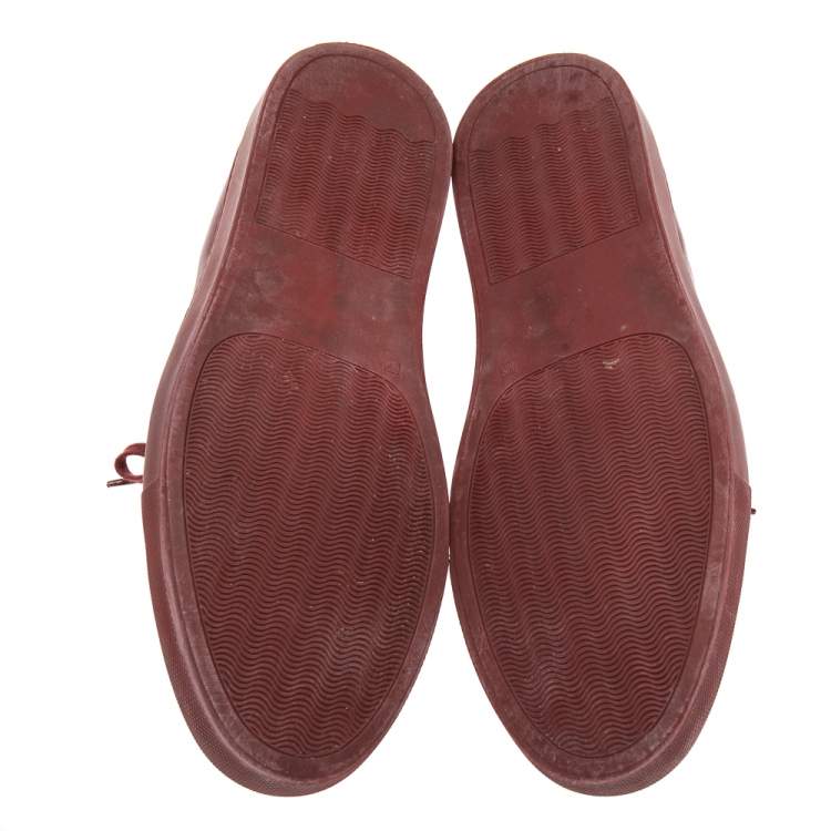 Pre Owned Common Projects Burgundy Leather Achilles Lace Up Sneaker Size 43