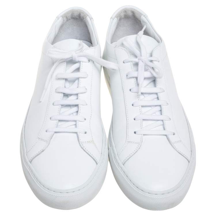 Pre Owned Common Projects White Leather Achilles Lace-Up Sneakers Size 44