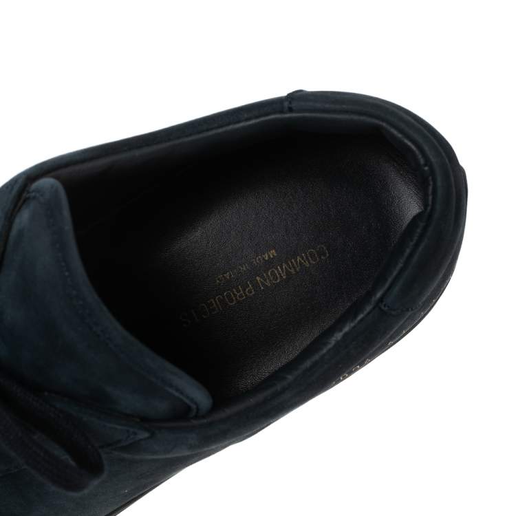 Pre Owned Common Projects Navy Blue Suede Achilles Low-Top Sneakers Size 43
