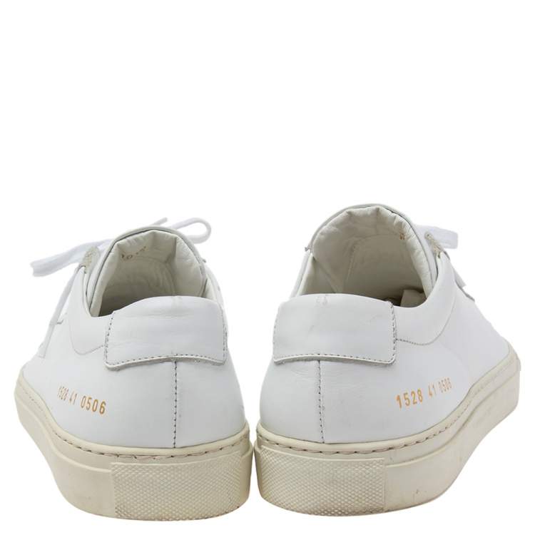 Pre Owned Common Projects White Leather Achilles Lace-Up Sneakers Size 41