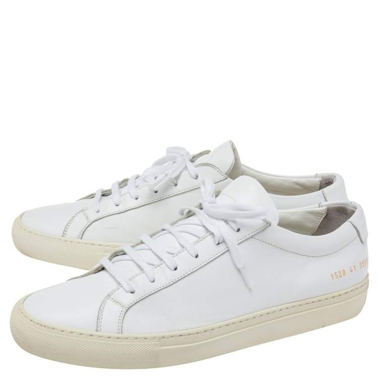 Pre Owned Common Projects White Leather Achilles Lace-Up Sneakers Size 41