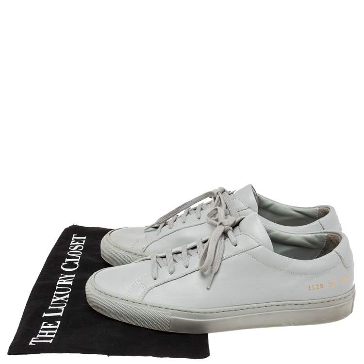 Pre Owned Common Projects Grey Leather Achilles Lace Up Sneakers Size 38