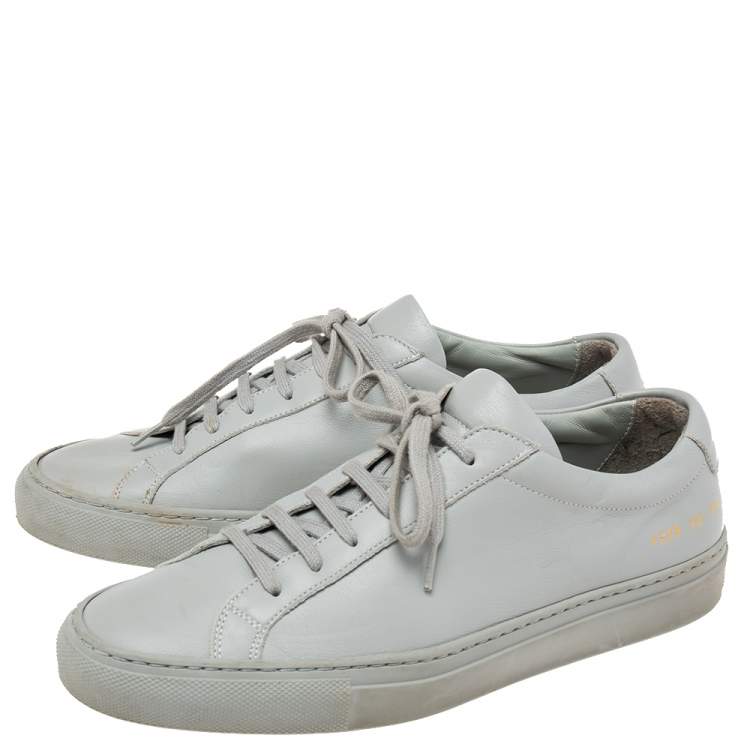 Pre Owned Common Projects Grey Leather Achilles Lace Up Sneakers Size 38