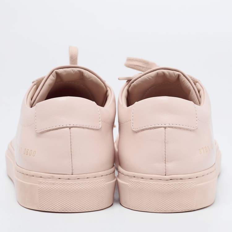 Pre Owned Common Projects Pink Leather Lace Up Sneakers Size 41