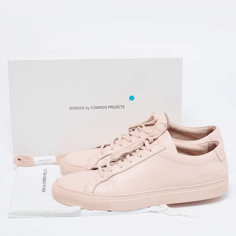 Pre Owned Common Projects Pink Leather Lace Up Sneakers Size 41