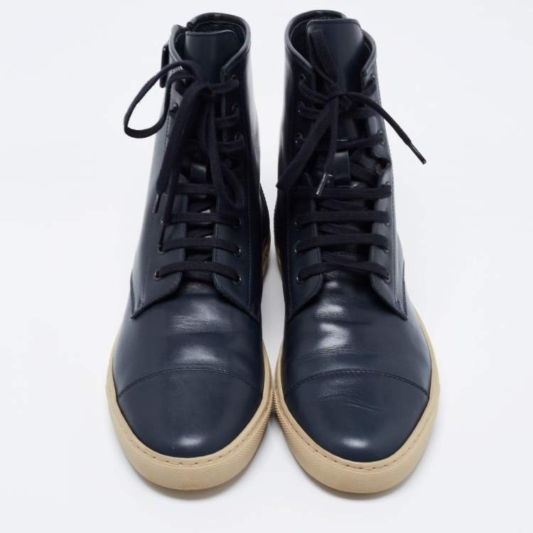 Pre Owned Common Projects Blue Leather Ankle Length Boots Size 41