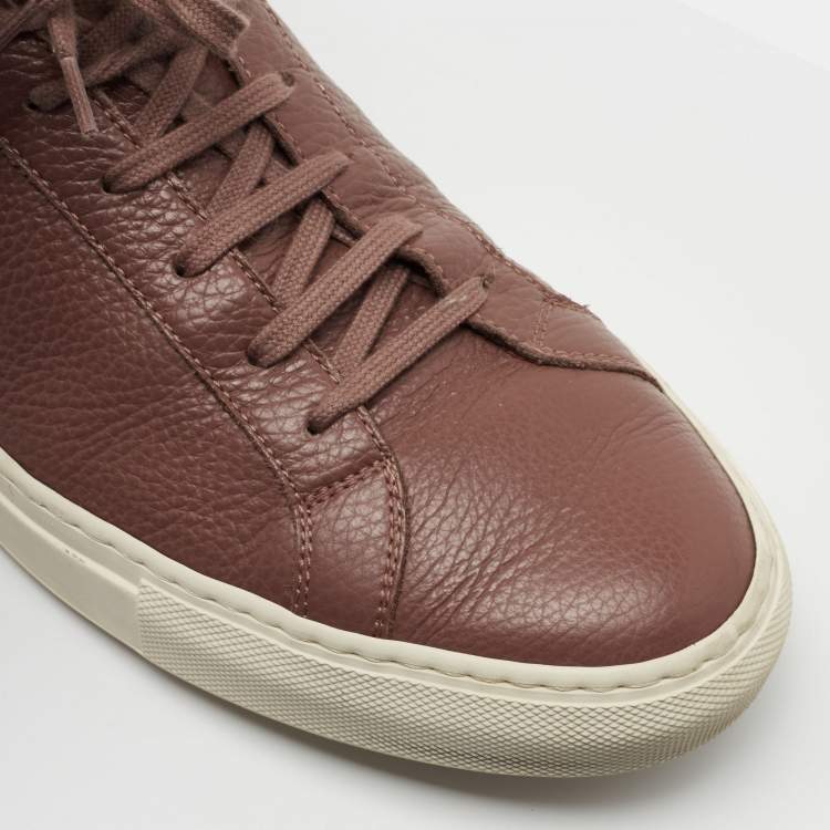 Pre Owned Common Projects Brown Leather Low Top Sneakers Size 45