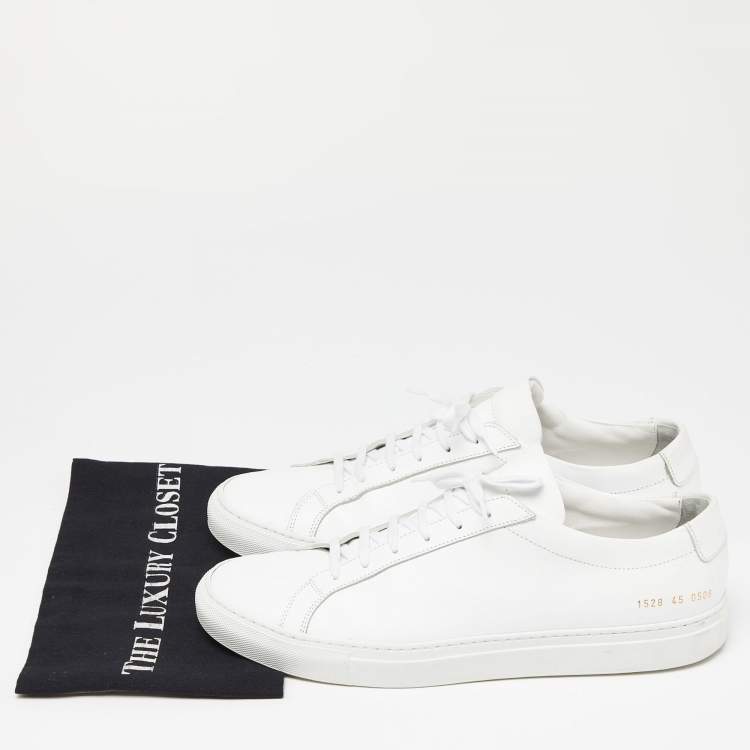 Pre Owned Common Projects White Leather Achilles Sneakers Size 45