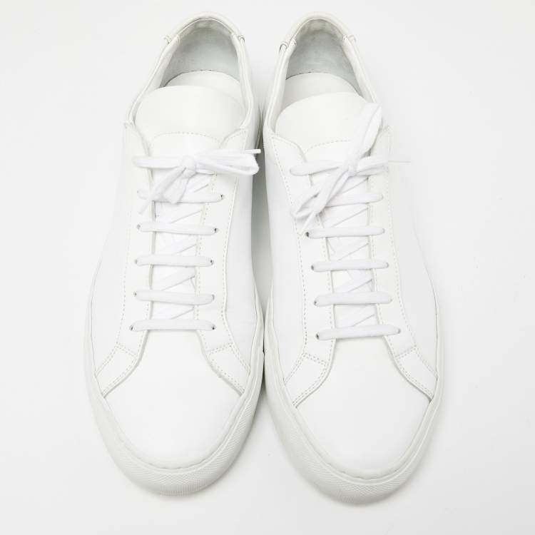 Pre Owned Common Projects White Leather Achilles Sneakers Size 45