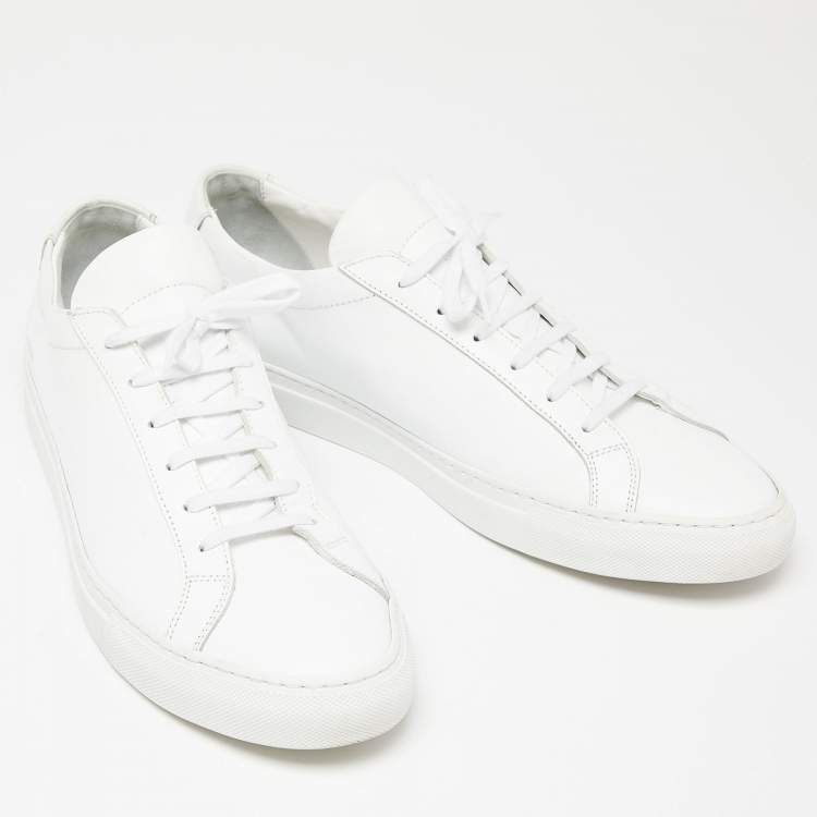 Pre Owned Common Projects White Leather Achilles Sneakers Size 45