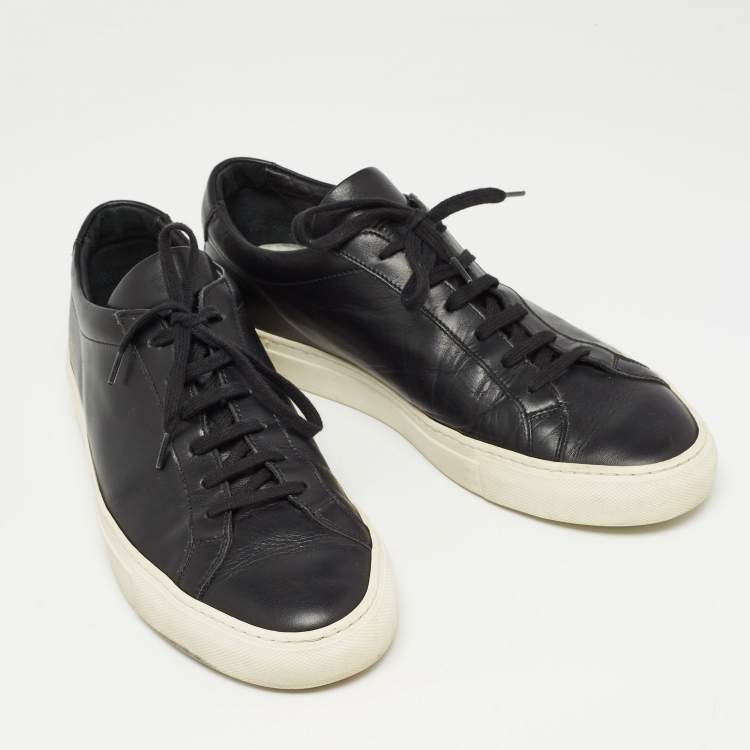 Pre Owned Common Projects Black Leather Achilles Sneakers Size 44