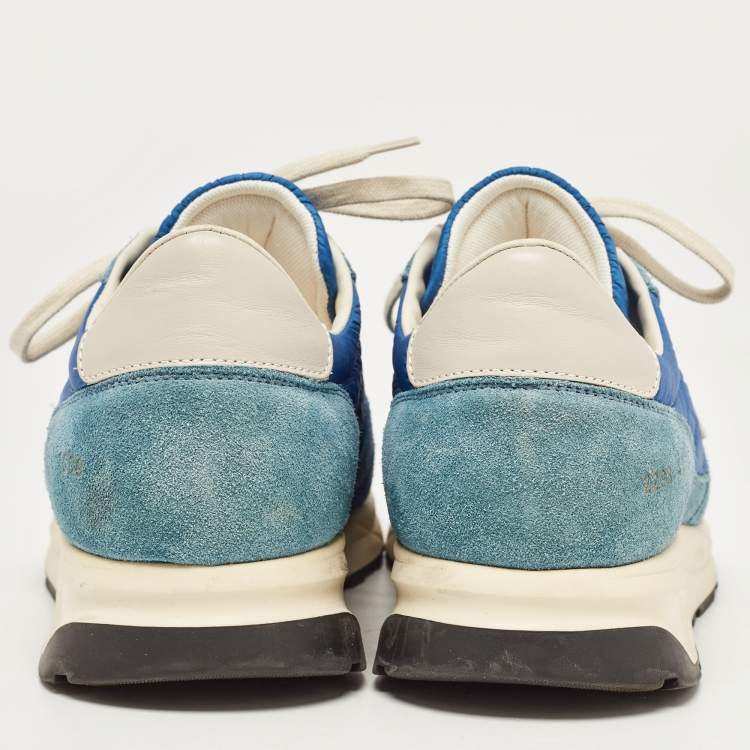 Pre Owned Common Projects Blue Suede and Fabric Low Top Sneakers Size 41