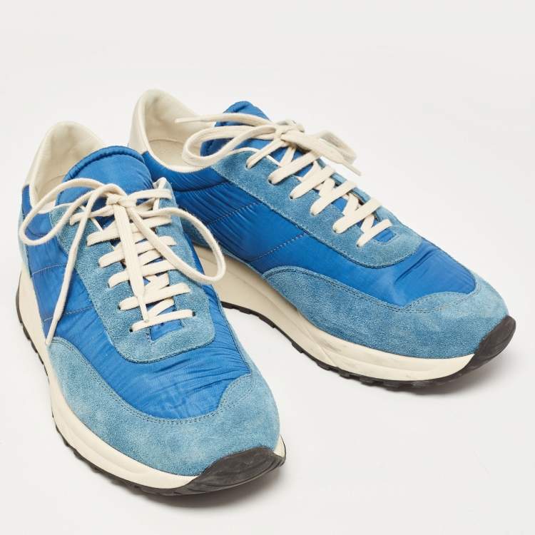 Pre Owned Common Projects Blue Suede and Fabric Low Top Sneakers Size 41
