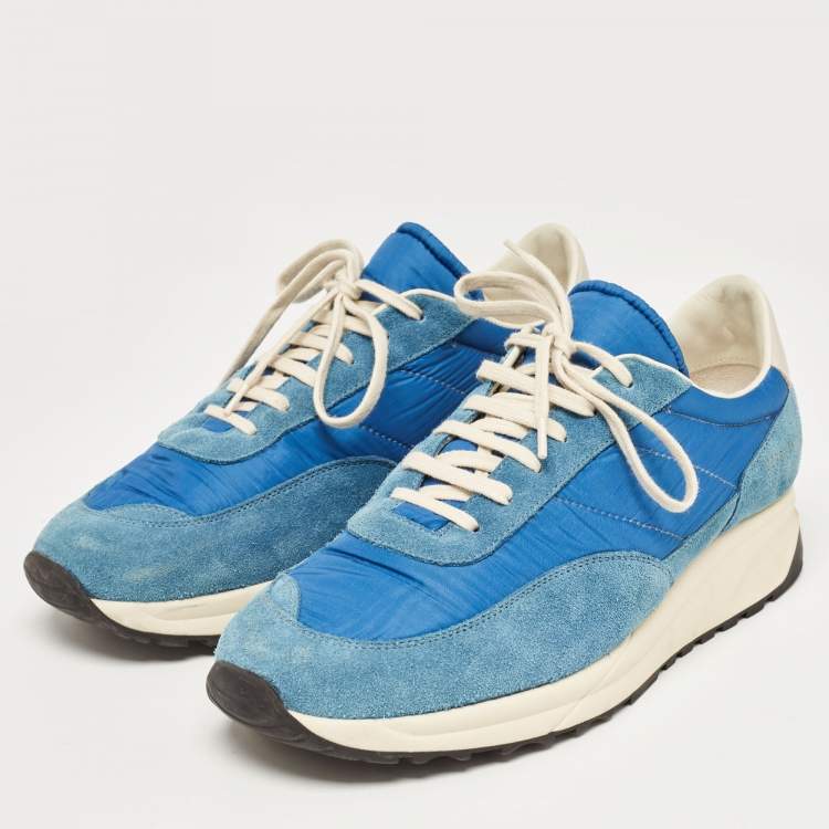 Pre Owned Common Projects Blue Suede and Fabric Low Top Sneakers Size 41